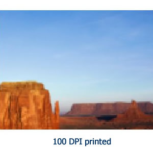 Image resolution 100 dpi printed